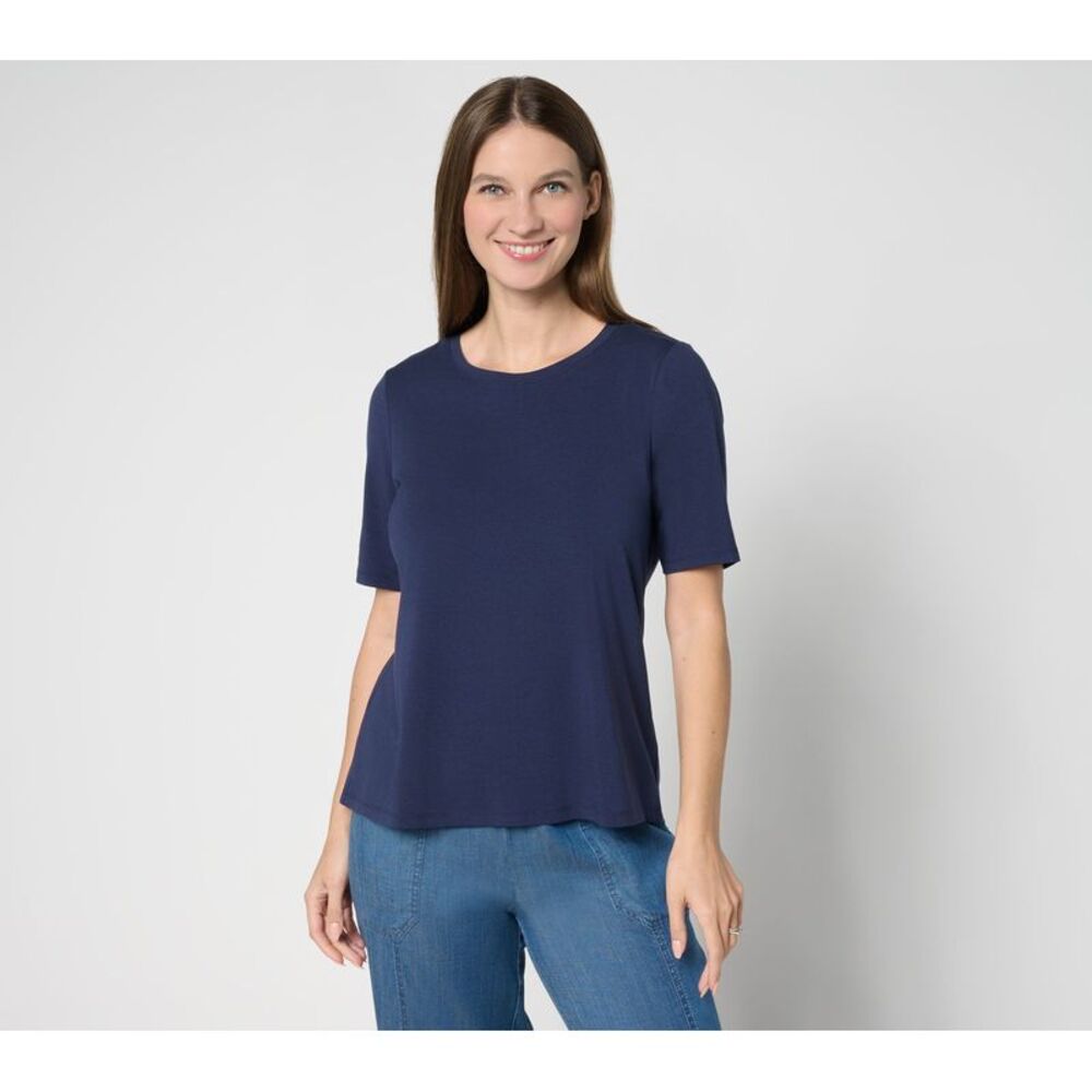 Anybody Women's Top Sz XS Cozy Knit Split Back Elbow Sleeve Blue A695707